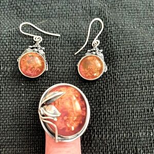 Amber and Silver Jewelry Set